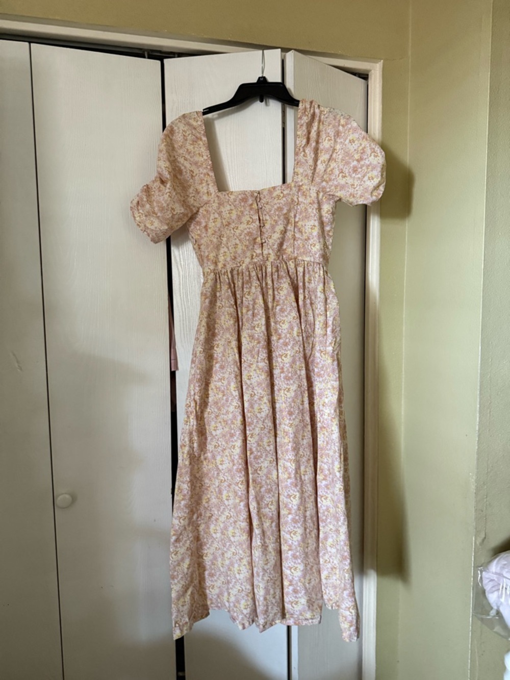 Free People Pink Cream Floral Square-Neck Maxi Dress